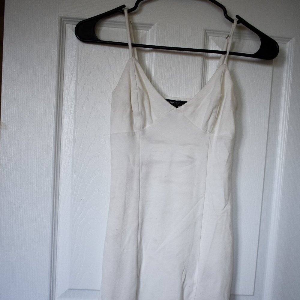 Forever 21 White Slit Bodycon Midi Dress Size S